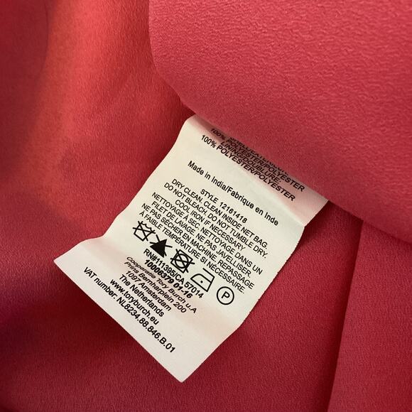 Tory Burch Sadie Tie Waist Embroidered Peasant Dress S Pink Orange - Picture 9 of 9